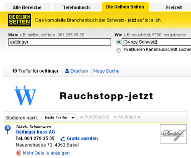 Deplatzierte Rauchstopp-Werbung